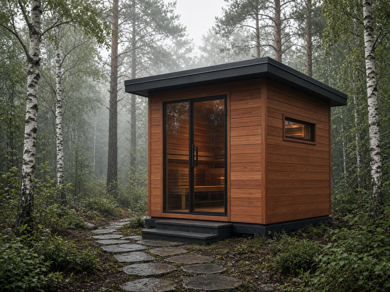 Canadian red cedar cube sauna