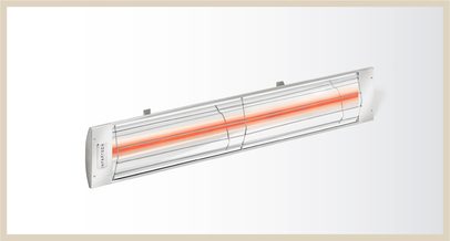 Electric infrared heater under a cedar patio cover