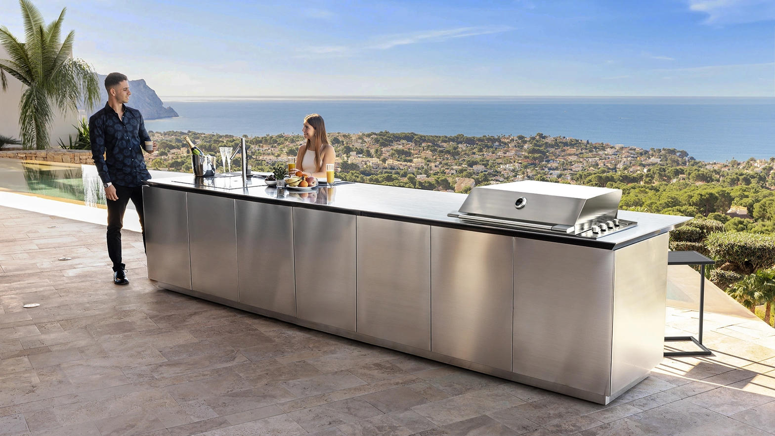 Stainless outdoor kitchen island
